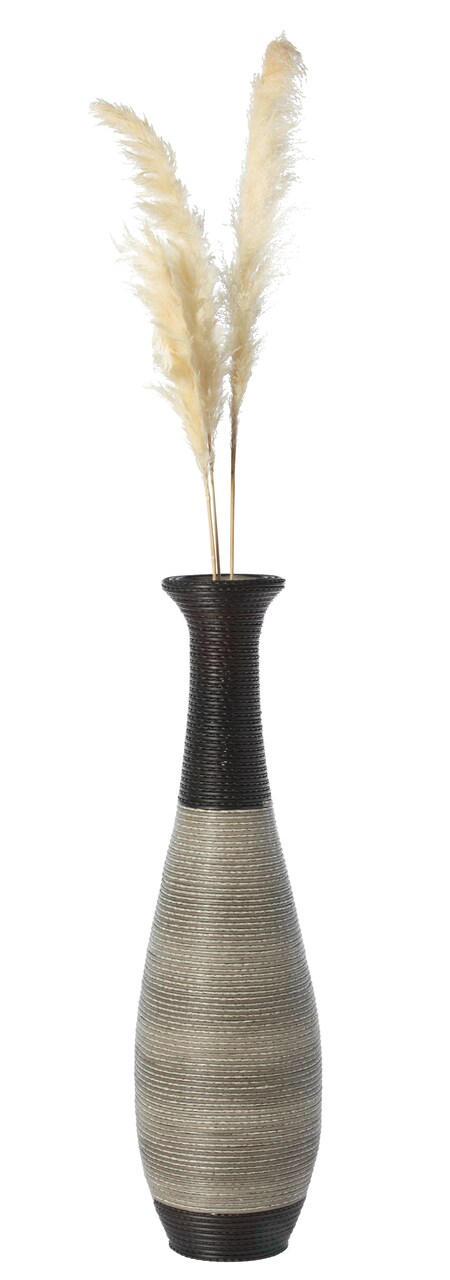 39-Inch Tall Standing Designer Floor Vase - Durable Artificial Rattan - Elegant Two-Tone Dark Brown Finish - Ideal Decor Accent for Living Room, Bedroom, Entryway - Stylish Home Decor Statement Piece